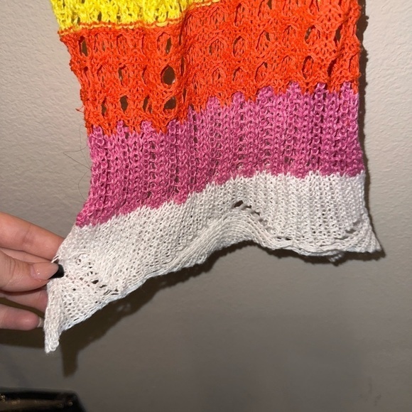 NWOT Women’s multicolor striped crochet drawstrings coverup pants L boho beach - Picture 4 of 10